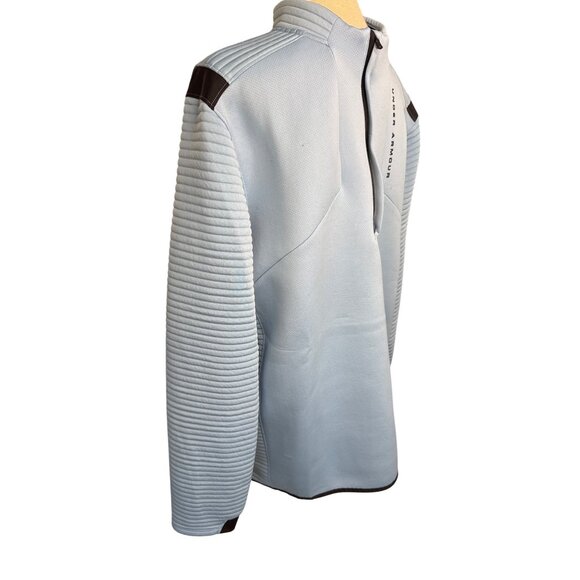 Under Armour Mens Blue Quarter-Zip Pullover With Padded Sleeves Xl - Picture 3 of 9